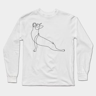 One Line Boston Terrier Upward Facing Dog Long Sleeve T-Shirt